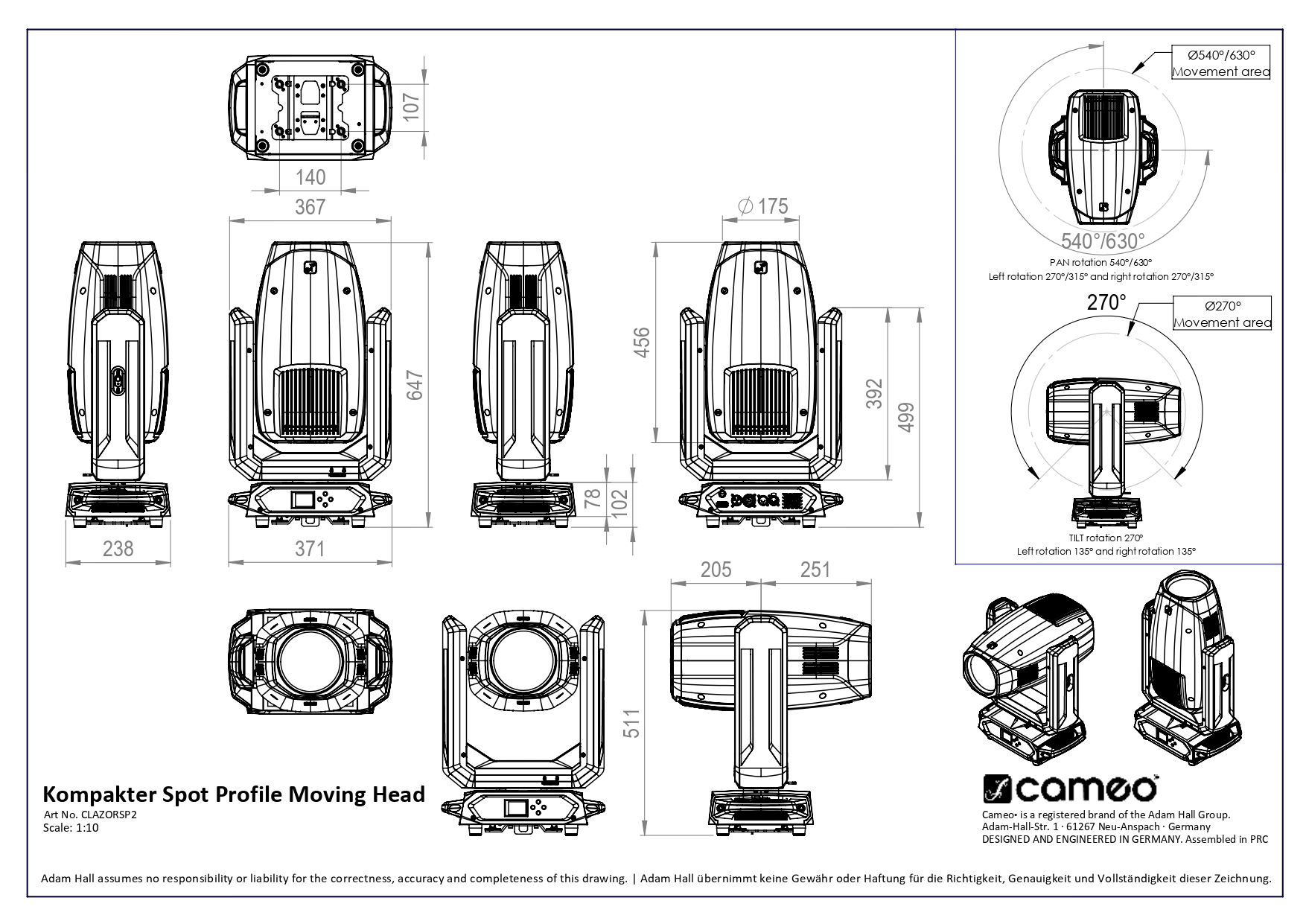 Control Lumínico | Cabeza Movil Compacta Spot - Profile AZOR® SP2 Control Lumínico | Cabeza Movil Compacta Spot - Profile AZOR® SP2
