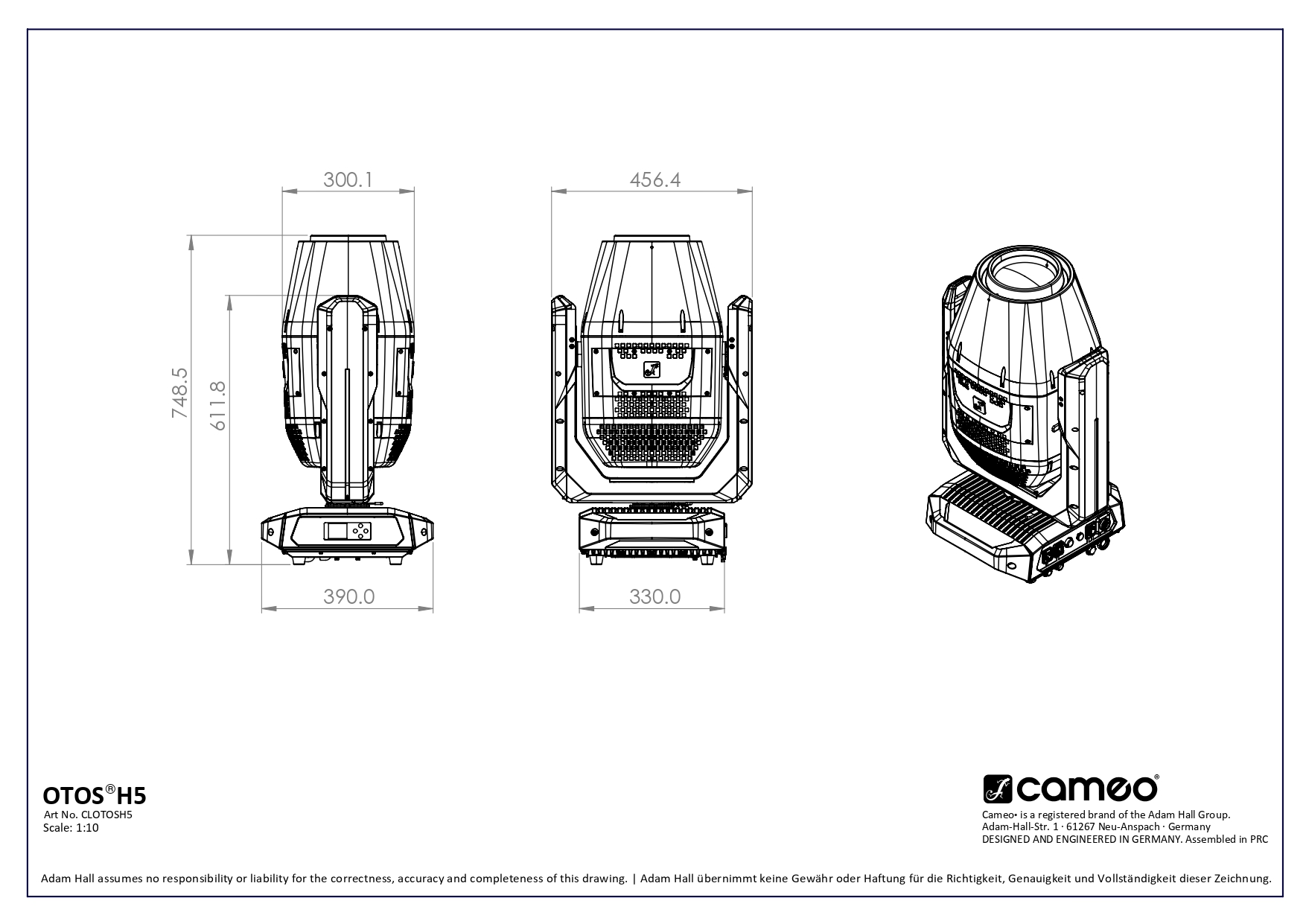 Control Lumínico | Cabeza móvil híbrida IP65 Cameo OTOS H5