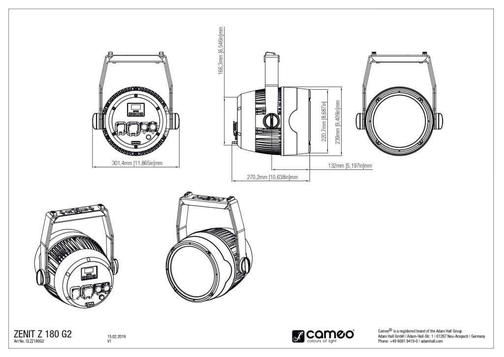 PAR LED Zoom IP65 Zenit Z180 G2 (Cameo)