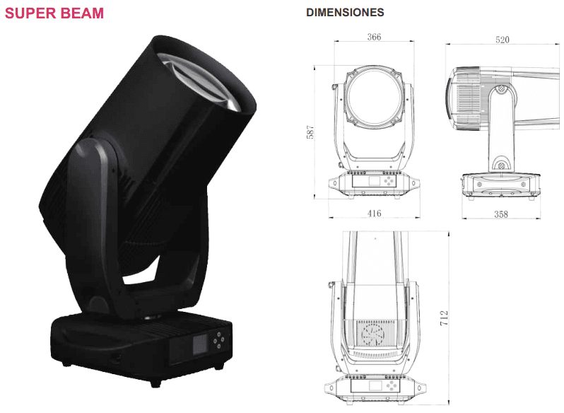 Cabeza movil beam laser IP65