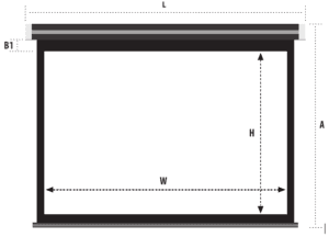 Dimenciones de Telon de proyección eléctrico tensionado