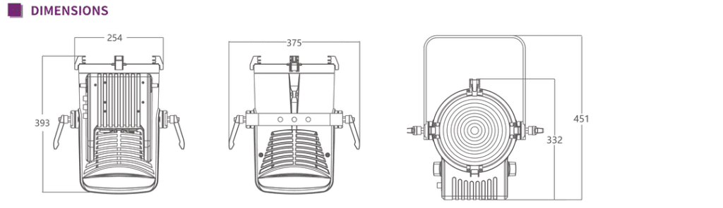 Medidas de Luz Fresnel LED Color Frezno