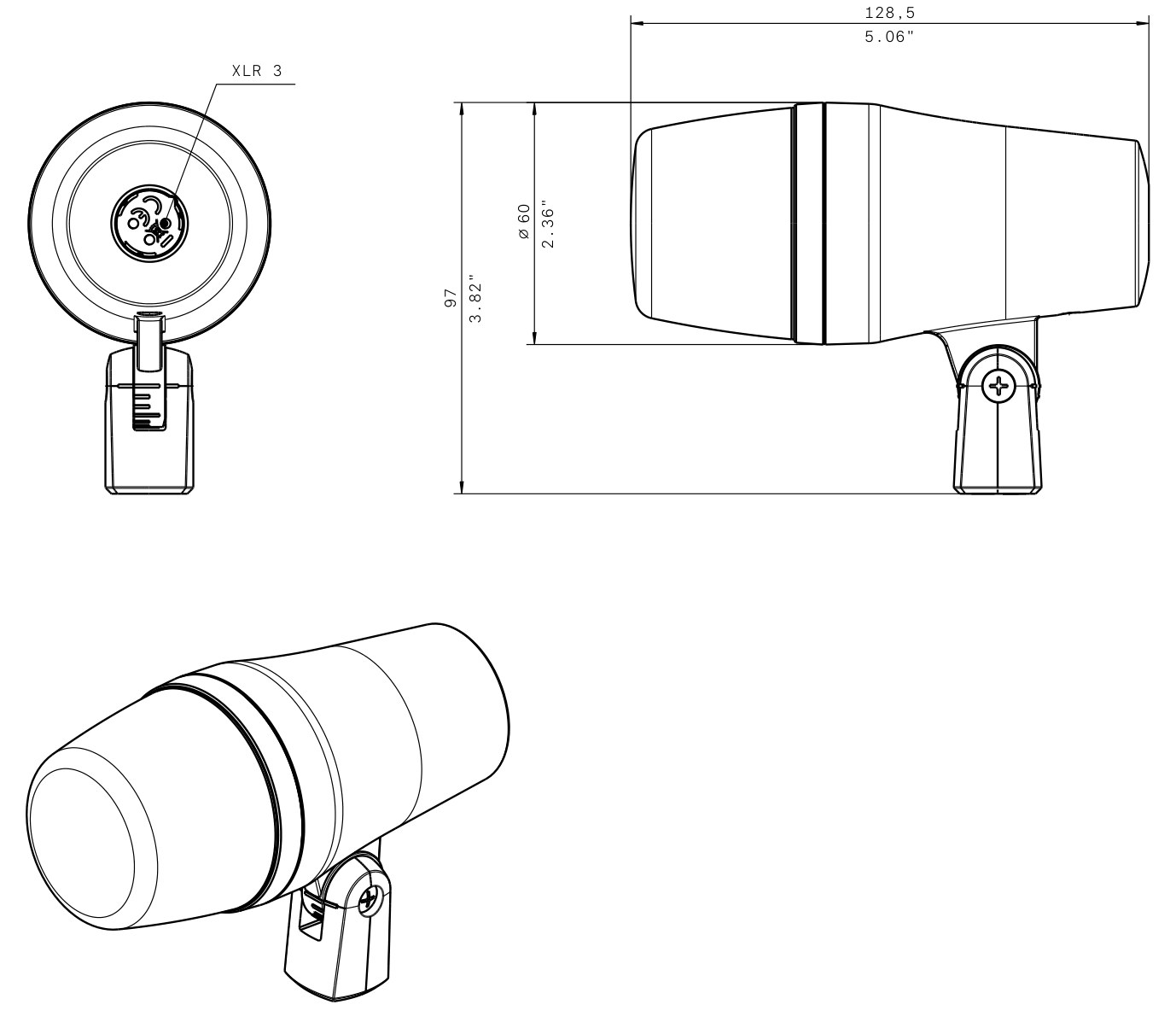 Dibujo técnico con dimensiones Micrófono dinámico de diafragma grande e 902